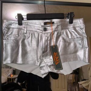 Von Dutch vintage leather Silver Jean Shorts